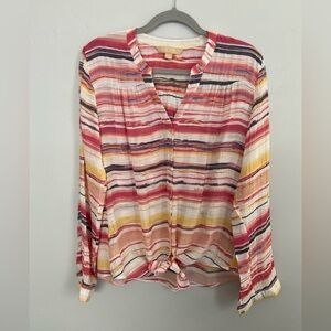 Hope & Harlow Striped Blouse Boho, Resort, Classic Chic, Light Whimsygoth